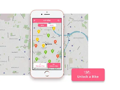 City Bike App app design bike ride clean geolocalisation ios map ride app ui ux