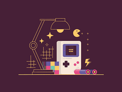 #033 80s dribble energy esport flat game over gameboy illustration mario old game oldschool pacman playstation retro retrostyle sega tetris vector