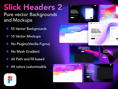 Slick Headers Vol. 2 background blurry gradient gradients header hero landing page mockup product saas template ui kit web page