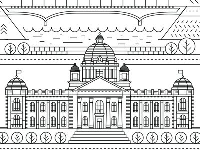 Belgrade Marathon 2015 architechture belgrade bricks building city city hall illustration line art lineart marathon minimal park running tshirt vector