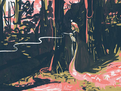 sunset forest illustration landscape sketch