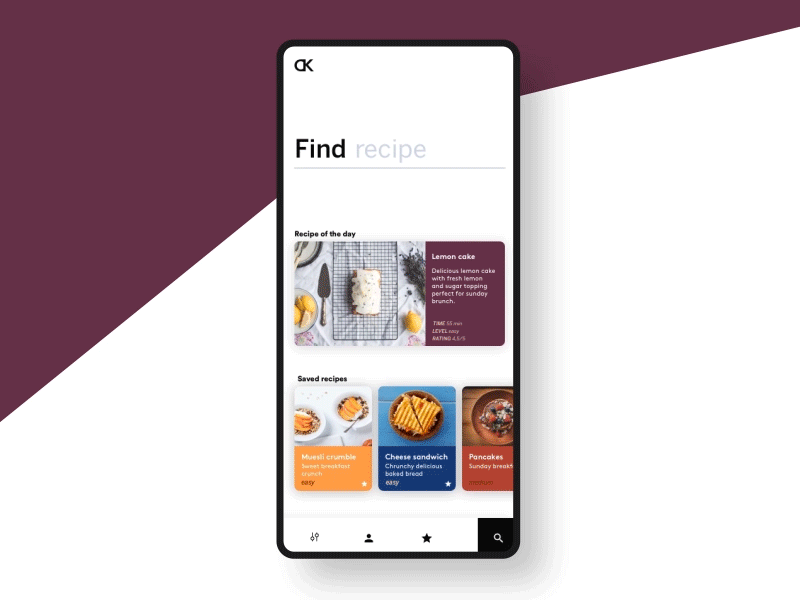 Concept for recipe app adobe adobexd animation app app concept branding colors daily ui challenge design food interface iphone minimal recipe sketch app transition ui ux