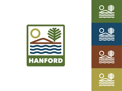 Hanford badge brand branding california emblem flat icon illustration lines logo mountains simple thick lines
