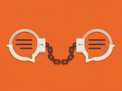 Freedom of Speech? editorial illustration free speech freelance illustrator handcuffs illustration illustrator journalism minimal texture vector writing