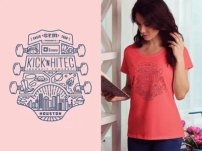 Kick N' Hitec branding color concert guitar houston illustration illustrator logo shirt vector