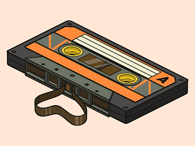 Cassete Tape Orange 90s cassette cassette tape isometric isometric design