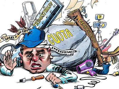 The freelance / self-employee caricature cartoon freelance humor humour