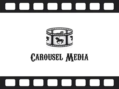 Carousel Media Logo animal brand branding carousel cinema circular circus entertainment fairground film film reel gradient horse logo media movie negative reel