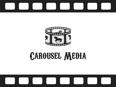 Carousel Media Logo animal brand branding carousel cinema circular circus entertainment fairground film film reel gradient horse logo media movie negative reel