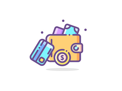 Money checkout coin credit card design finance illustration lineal money ui wallet
