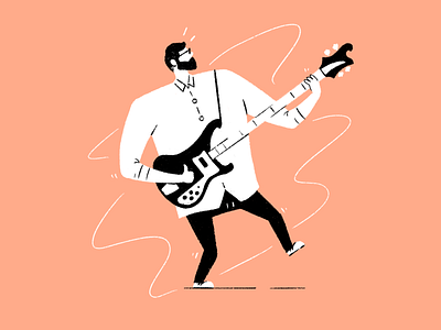 Let's Dance! bass bowie guitar illustration mid century plastic soul rickenbacker slappin da bass