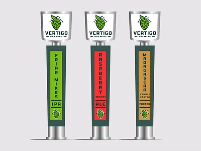 Vertigo Brewing Tap Handles beer branding brewery brewing design hops logo star tap handle