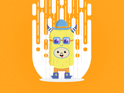 Kid in monster costume alternative blue children clean costume costume party creature hat illustration kids monster orange vector artwork yellow