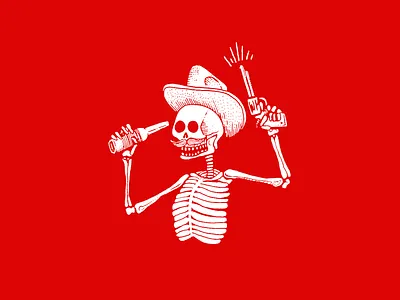 El Borracho Skeleton illustration merch restaurant design skeleton