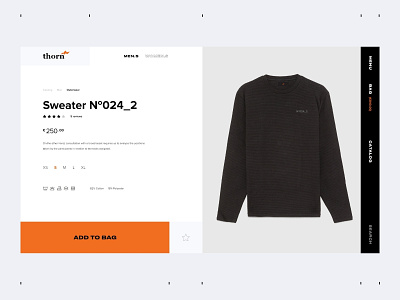 Thorn | Brand store concept black black white branding brutal brutalism card clean design grid logo minimal orange simple slide store typography ui ux web white