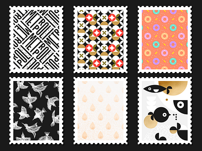 Postage Stamps birds cereal drop fish pattern postage stamp postcard