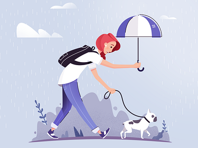 Rainy day bulldog character character art character creation dog french bulldog illustration umbrella