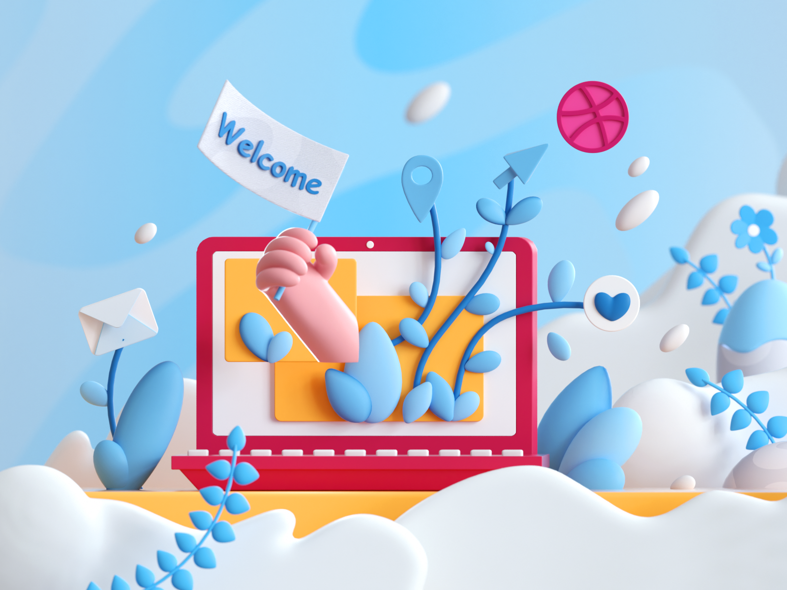 Workspaces: 3d scenes 3d 3dart 3dartist 3dicons 3dillustration 3dmodelling 3dweb artdirestion c4d cinema4d design forest icons illustration laptop webillustration website