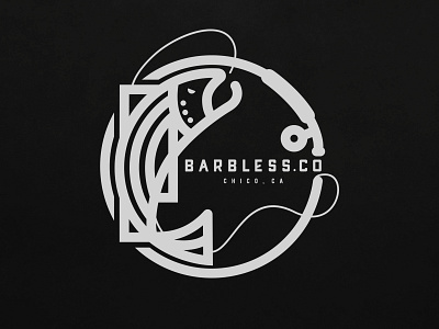 Barbless.Co brand and identity branding fishing fly fishing illustration line work logo mark typography