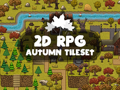 2D RPG Autumn Game Tileset 2d game game assets gamedev gaming rpg