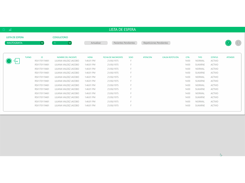 Lista Espera Shot ui ux web