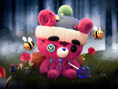 Teddy 3d bear character cinema4d illustration octane photoshop teddy toy