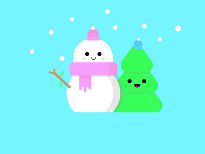 Snowman and Christmas tree