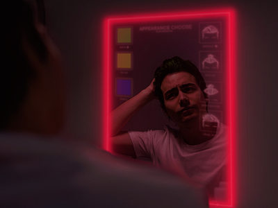 Man In A Mirror design future illustration mirror neon photoshop retouch stock ui