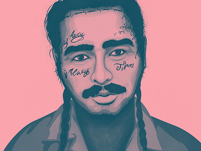 Just Postin faces illustration illustrator music post malone simple vector