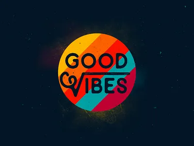 Good Vibes good vibes knockout logo retro texture typography vintage