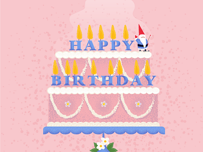 Happy Birthday art birthday cake candle design flower gnome happy birthday illustration texture vector