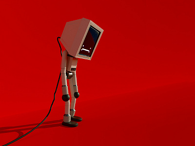 Computer 02 3d character cute design illustration lowpoly robot tech