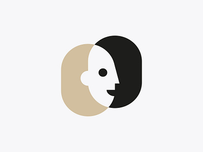 Two Faces face head human logo mark negative space smile symbol