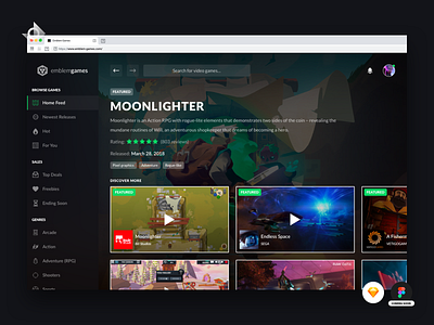 Gaming Stream And Review Website Free Source File browser chrome design esports game gaming gaming website live menu moonlighter platform product review stream studios ui video watch web website