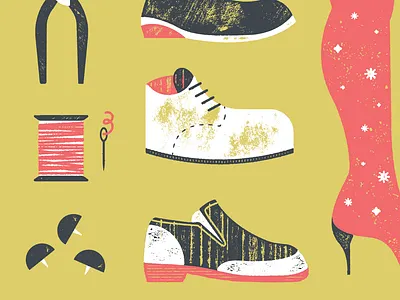Boots cobbler illustration shoes texture