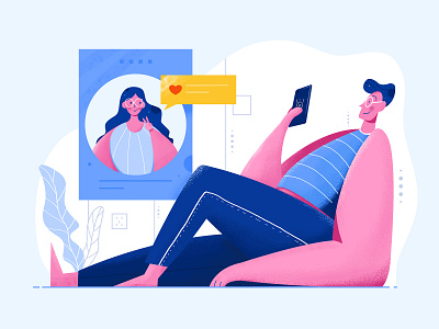 Illustration character chat color communication couple dialog illustration love people social ui web website woman