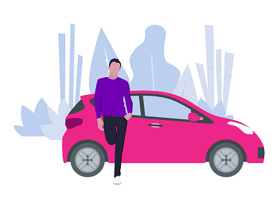 Car Insurance illsutration auto car decontract flat illustration insurance leaf man nature vector