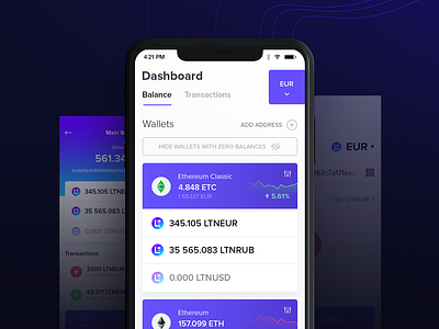 LTN mobile app app capital crypto wallet dashboard design mobile ui ux design wallet