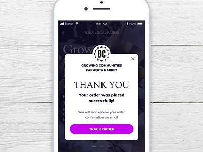 Daily UI 077 - Thank you 077 app daily 100 challenge daily challenge daily ui dailyui food app ios mobile mobile app sketch thank you ui ui challenge ui interface