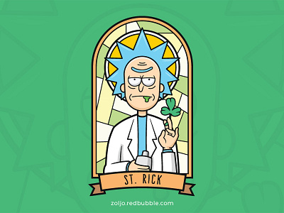 Saint Rick cartoon funny illustration rick and morty rick sanchez vector