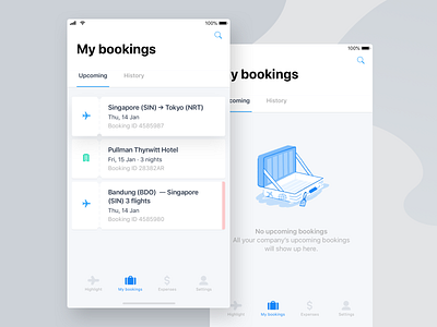 My Bookings bookings business empty flight hotel illustration mobile travel trip