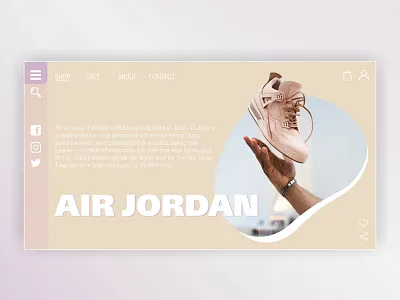 First screen of the sneaker site air air jordan design girly jordan landing landing page pale pink site site design sneaker sneakers ui ux web website