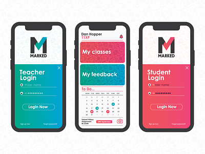 Marked app WIP app design education illustrator logo school ui user interface