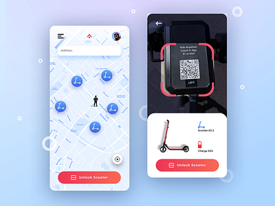 Unlock Scooter autonomous blockchain decentralized design mobile app electric scooter escooter etherum scooter services ui ux vehicle visual design