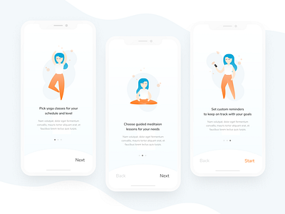 Daily UI 023: Onboarding (Mindfulness App) daily ui daily ui 023 dailyui figma illustration meditation minimal mobile app onboarding orange yoga