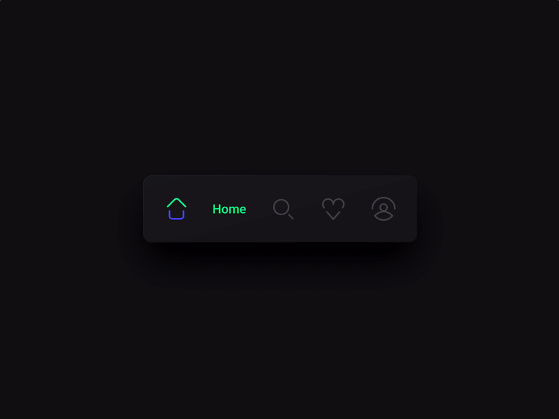 Toolbar Navigation Animation animation app application black colors dark theme design flat gradient menu menu bar minimal mobile mobile app mobile application navigation toolbar transition ui ux