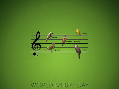 Music Day bird harmony music natural note photoshop