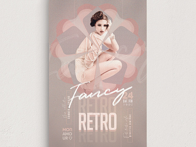 Retro Fancy Flyer Template 70s 80s advertising boutique chic classy clothing collection couture creative cute elegant event fashion fresh glamour haute lady marketing promo
