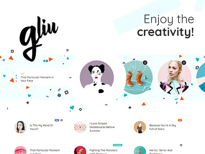 Gliu Theme Elements Cover blog blogger blogging colorful creative cute design editorial enjoy journal magazine sweet template theme ui ux web webdesign website wordpress