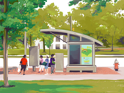 University Circle bus bus stop cleveland drawing euclid healthline illustration midwest ohio rustbelt university circle